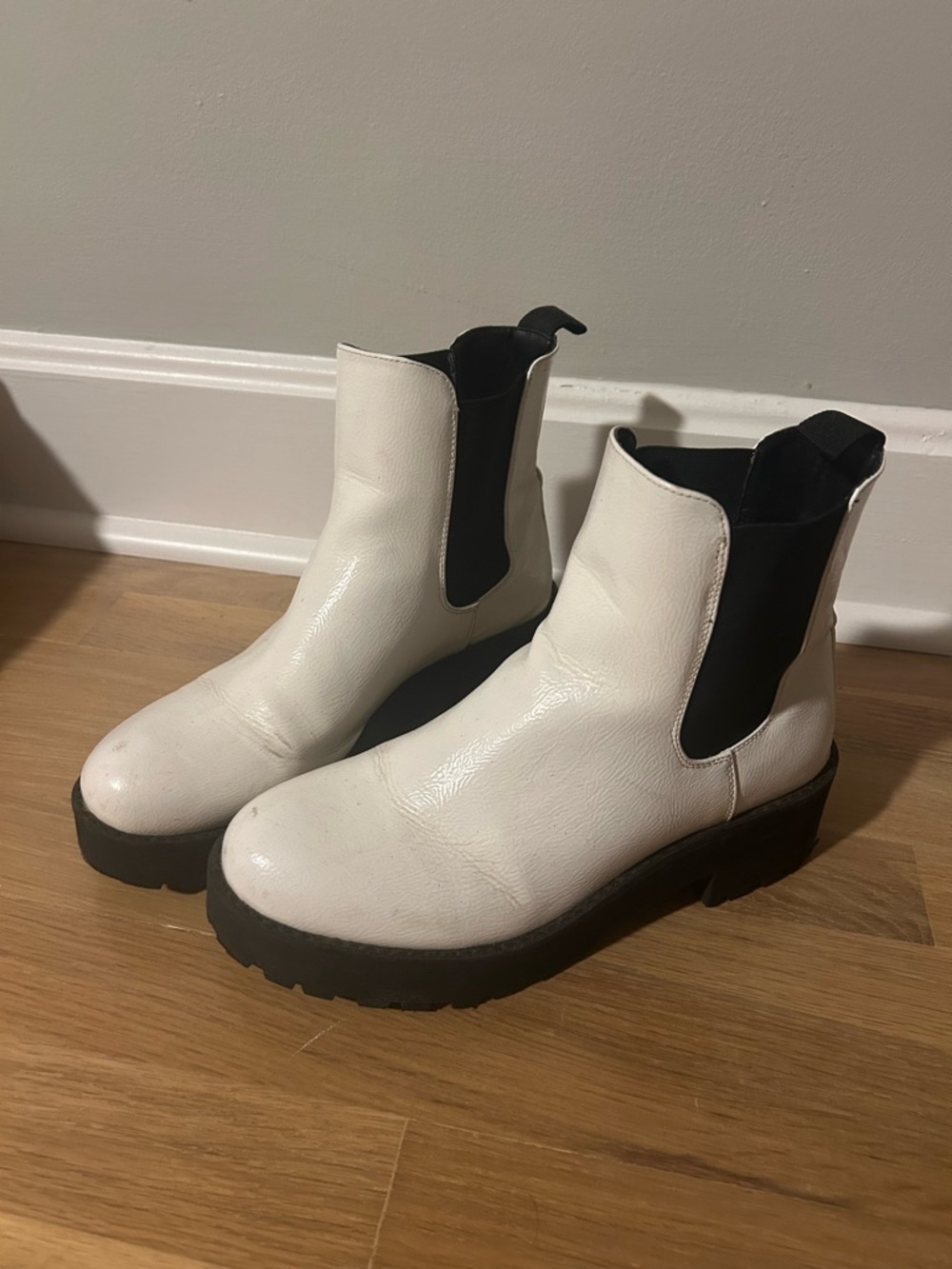 Womens White Chelsea Platform Boots